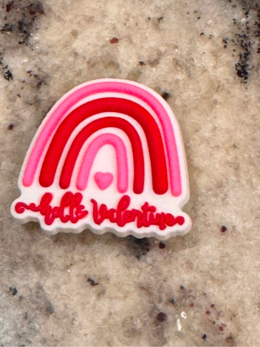 Croc charm Hello Valentine Pink & Red Rainbow Charm